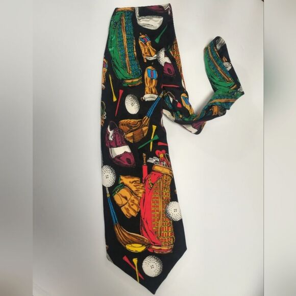 Addiction Vintage Silk Golf Theme Tie - Picture 2 of 4